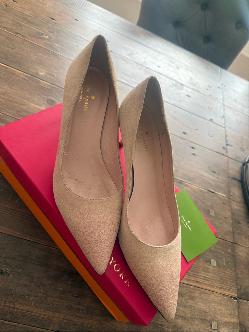 kate spade Blush Nude Pointed-Toe Suede Pumps
